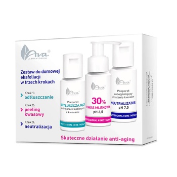 AVA LABORATORIUM Professional Home Therapy Zestaw do domowej eksfoliacji w trzech krokach z kwasem mlekowym 30%